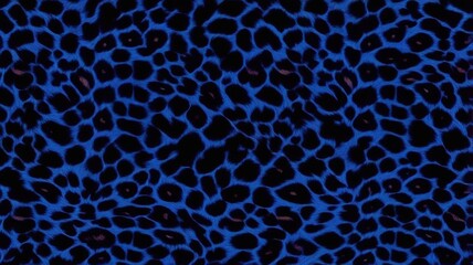 Blue and black leopard print fabric