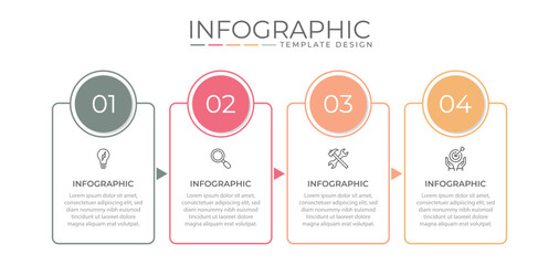 Business infographic design template with 4 options, steps or processes. Can be used for workflow layout, diagram, annual report, web design