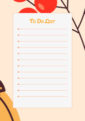 To do list template with place for notes