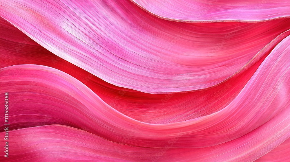 Poster a close-up of a pink background with wavy pink and red lines at the bottom of the image