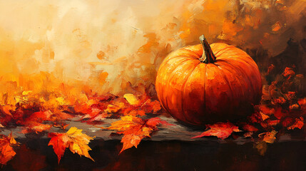 Naklejka premium Artistic Style Painting of Fall Painting of Autumn Aspect 16:9