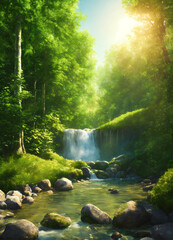 Obraz premium Morning scene in forest 