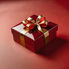 Obraz premium Red gift box with ribbon for brithday.