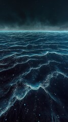 Underwater Abyss with Bioluminescent Particles and Piercing Rays of Light