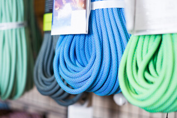 Climbing ropes for rock climbing on mountains