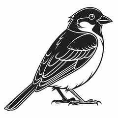 Fototapeta premium Sparrow bird silhouette vector illustration, bird icon