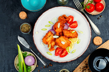 Diep-fried cod fish pieces