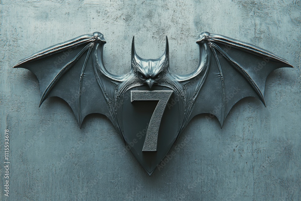 Poster a bat with the number 7 on it