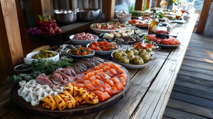 Obraz premium Lavish Seafood Buffet: A Feast for the Senses