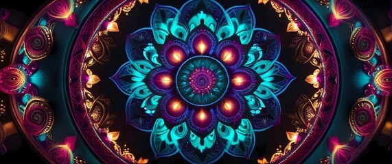 Symmetrical mandalalike patterns in vibrant jewel tones
