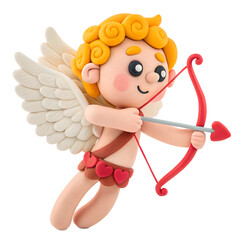Obraz premium Modeling clay of a Cute Cupid, isolated on a transparent background