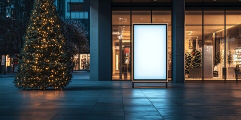 Blank Christmas Mockup with Festive Lights