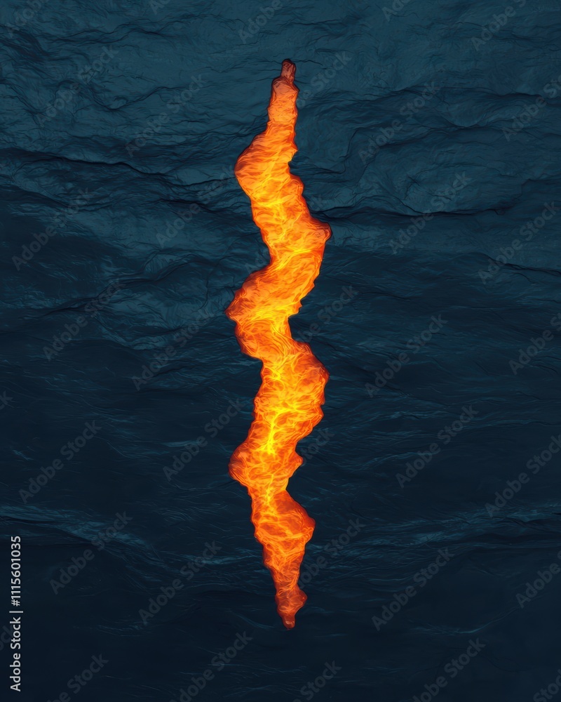 Aufkleber an image of a fiery, zigzagging line contrasting against dark water, creating a striking visual of l