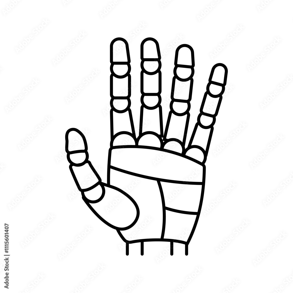 Poster palm robot hand gesture line icon vector. palm robot hand gesture sign. isolated contour symbol blac