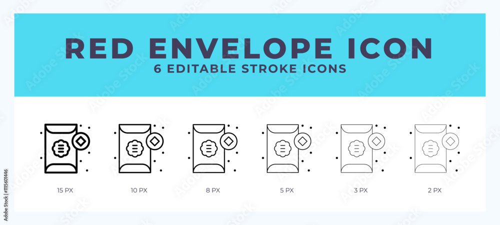 Poster red envelope icon in thin line. bold line. regular line. editable stroke.