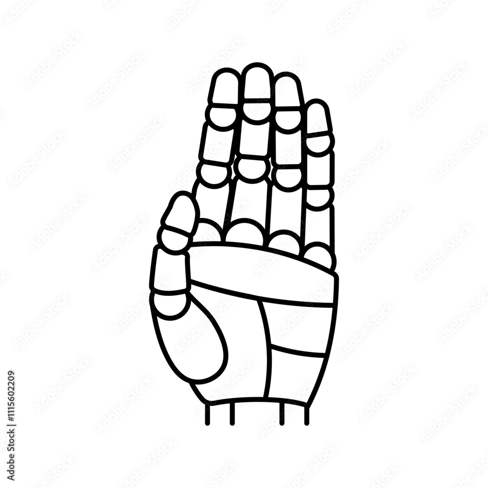 Poster stop robot hand gesture line icon vector. stop robot hand gesture sign. isolated contour symbol blac