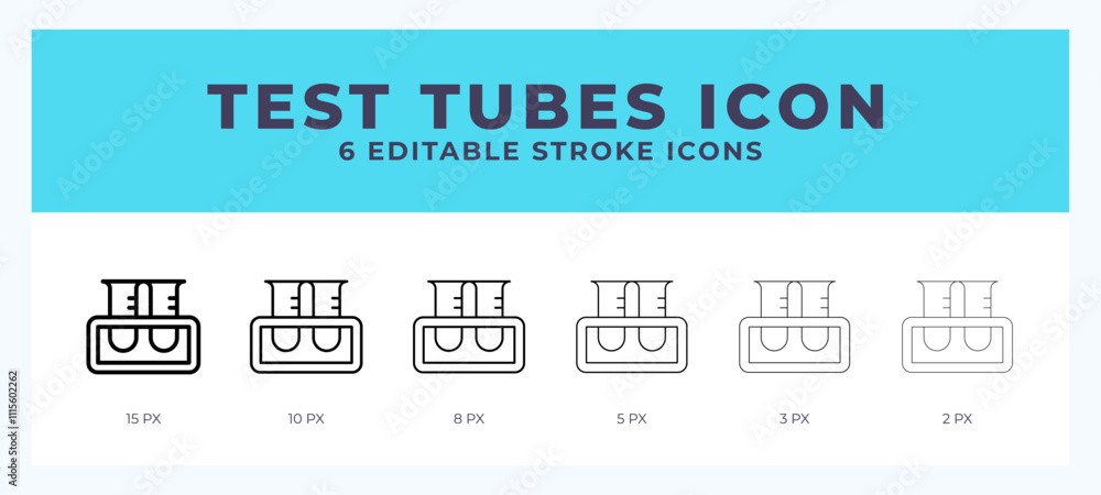 Poster test tubes icon set with different stroke. vector illustration with editable stroke.