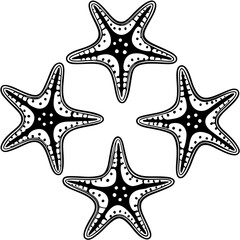 Set of starfish silhouette vector illustration, Starfish icon collection