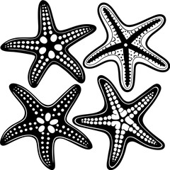 Set of starfish silhouette vector illustration, Starfish icon collection