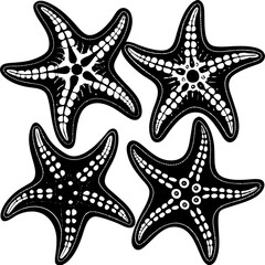 Set of starfish silhouette vector illustration, Starfish icon collection