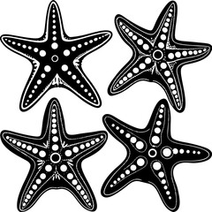 Set of starfish silhouette vector illustration, Starfish icon collection