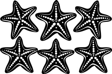 Set of starfish silhouette vector illustration, Starfish icon collection