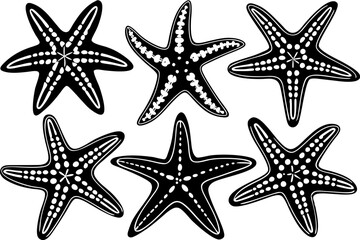 Set of starfish silhouette vector illustration, Starfish icon collection