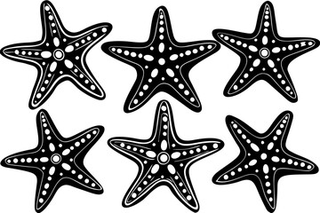 Set of starfish silhouette vector illustration, Starfish icon collection