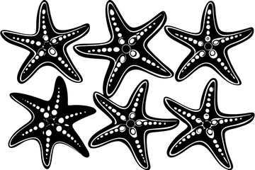 Set of starfish silhouette vector illustration, Starfish icon collection