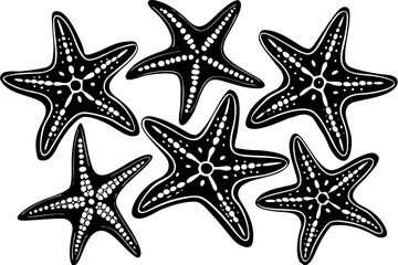 Set of starfish silhouette vector illustration, Starfish icon collection