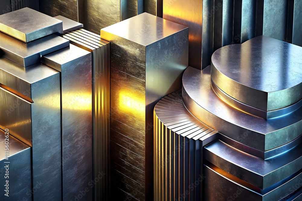 Poster abstract metallic structures geometry light reflection design