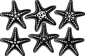 Set of starfish silhouette vector illustration, Starfish icon collection