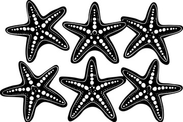 Set of starfish silhouette vector illustration, Starfish icon collection