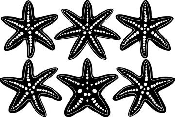 Set of starfish silhouette vector illustration, Starfish icon collection