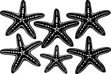 Set of starfish silhouette vector illustration, Starfish icon collection