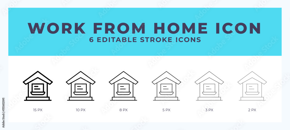 Poster work from home icon vector for web. and mobile app. editable stroke outline icon.
