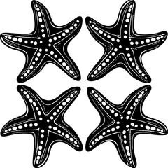 Set of starfish silhouette vector illustration, Starfish icon collection