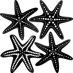 Set of starfish silhouette vector illustration, Starfish icon collection