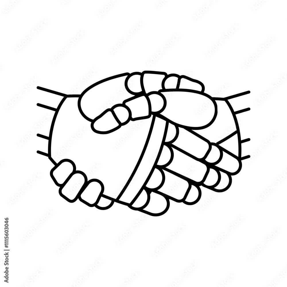 Poster handshake robot hand gesture line icon vector. handshake robot hand gesture sign. isolated contour s