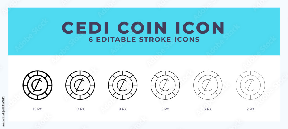 Poster cedi coin line icon. high quality icon symbol for web design. app