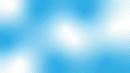 White background with halftone blue dots banner