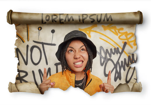 Scroll Mockup With Image and Editable Text Option