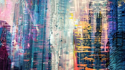 Urban Silhouette Abstract Art Background - a modern and captivating visual. The skyscraper skyline creates a sleek and contemporary urban aesthetic.