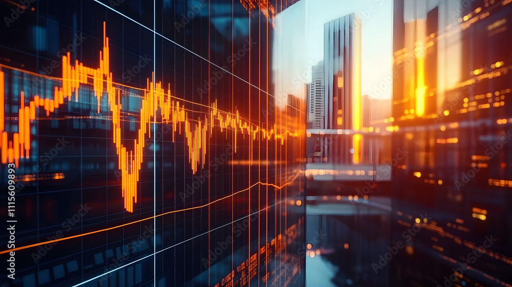 Poster dynamic stock market graph displaying financial trends and growth, showcasing data visualization in 