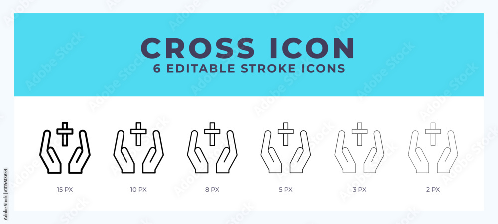 Poster cross icon set with different stroke. vector illustration with editable stroke.