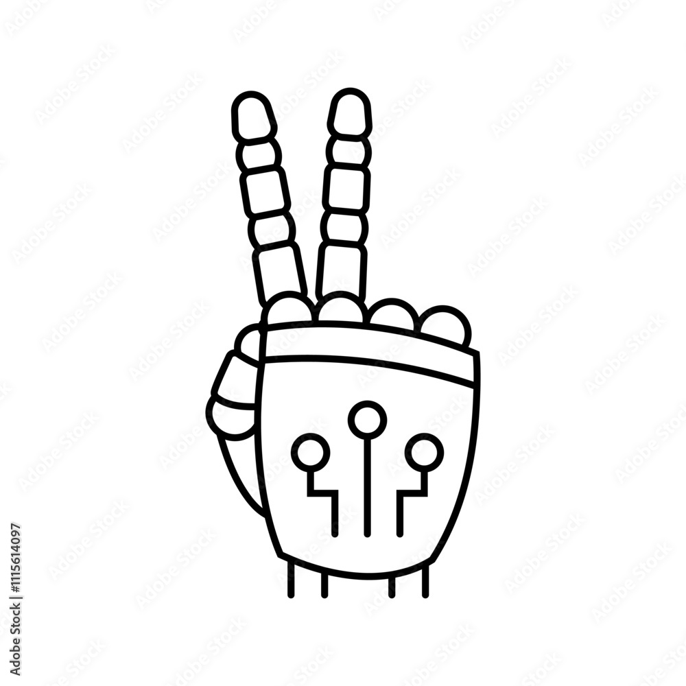 Aufkleber attention robot hand gesture line icon vector. attention robot hand gesture sign. isolated contour s
