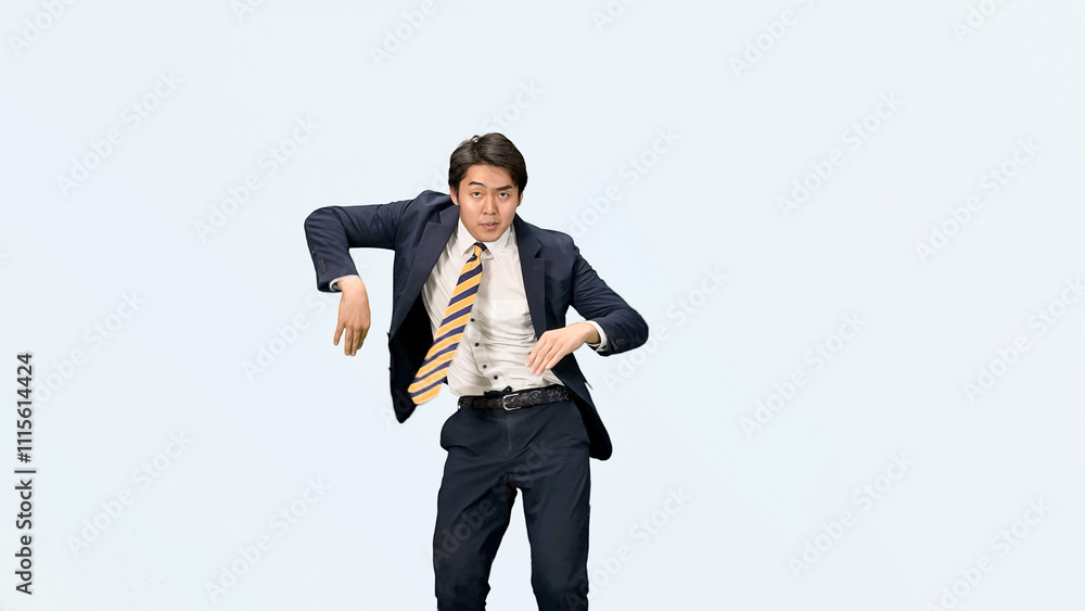 Fototapete ダンス、ビジネスマン、踊る、男性、ダンサー、ビジネスパーソン、スーツ、切り抜き、通勤、パフォーマンス、ビジネス、楽しい、嬉しい、喜ぶ、サクセス、成功、達成、ハッピー、ウキウキ、ノリノリ、仕事、転職、就職、人材、日本人、アクション、アクティブ、躍動感、元気、採用、アピール、チャレンジ、挑戦、ディスコ、クラブ、音楽、リズム、振り付け、応援、サラリーマン、会社員、ポジティブ、パントマイム、かっこいい、ク