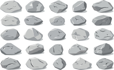 Rock and stones set. Different shape boulder collection. vector illustration.	