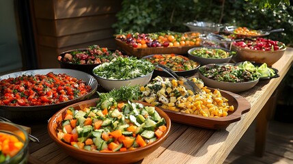 Celebrate Happy Vegan Day with a vibrant spread of colorful plant-based dishes, featuring fresh fruits, vegetables, and grains. Embrace health, sustainability, and compassion while enjoying delicious