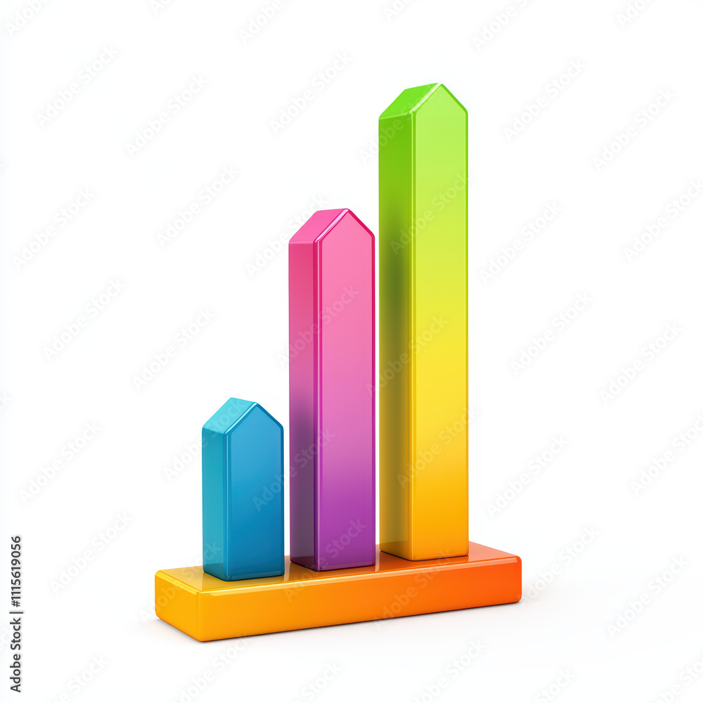 Poster colorful bar graph representing data growth and analysis